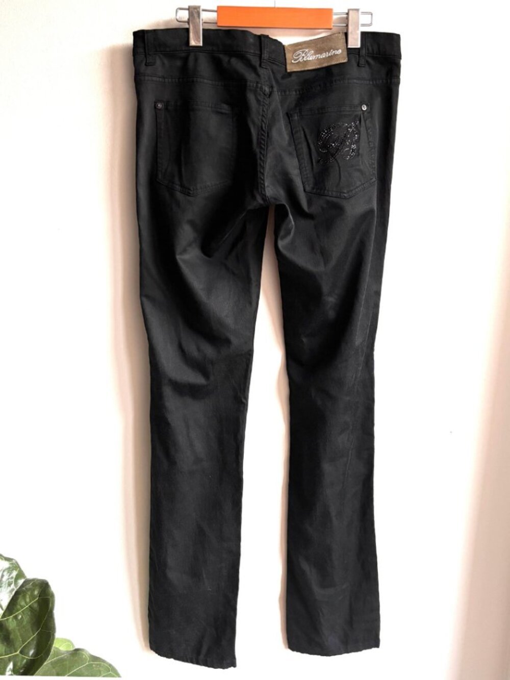 Blumarine Black Rhinestone Crystal Monogram Slim Jeans - IT 46 (US 10) - Picture 4 of 11
